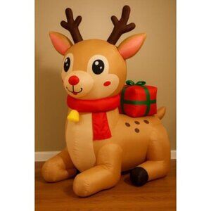 🆕6FT Christmas Inflatables Christmas Elk Blow up Yard Lawn Outdoor Decorations
